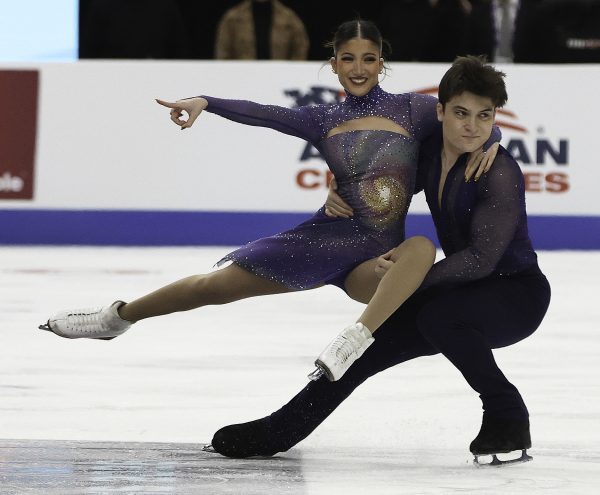 Elliana Peal and Ethan Peal perform during the US Figure Skating Championships at the Enterprise Center in St. Louis, MO, on Saturday, Jan. 10. The Peals finished in 12th place in the Ice Dancing championship with a combined score of 169.60.